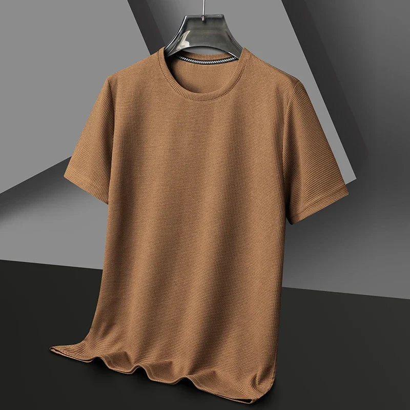 Men’s Summer Waffle Knit T-Shirt – Soft, Breathable & Casual Short Sleeve Top