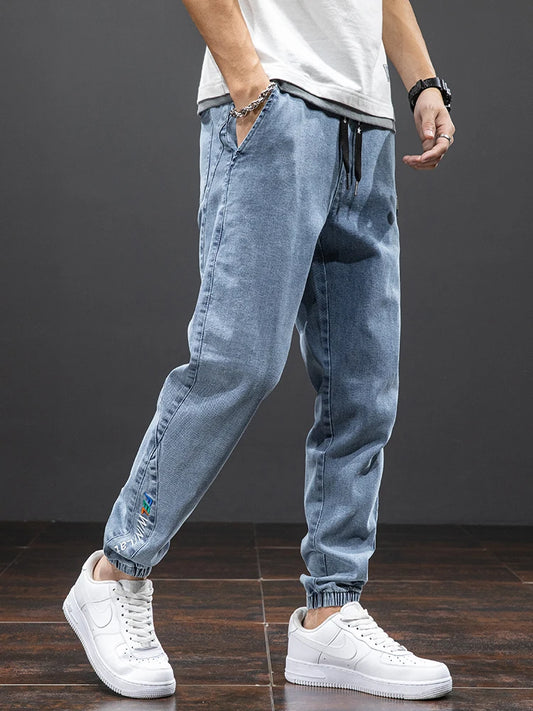 Men’s Cargo Denim Jogger Pants – Streetwear Baggy Jeans for Spring & Summer