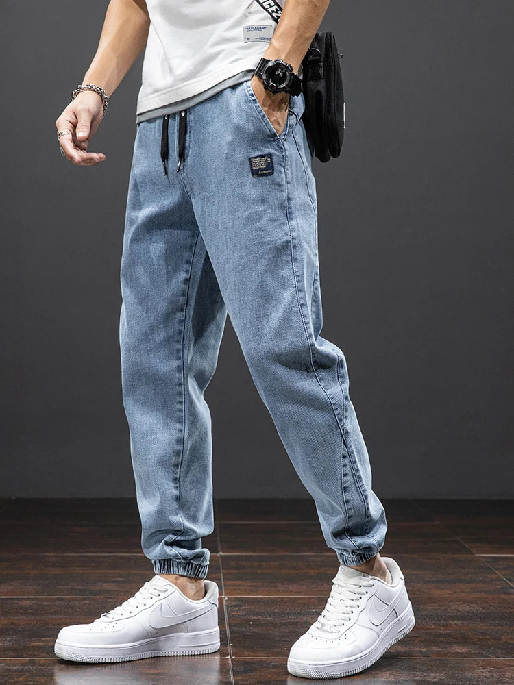 Men’s Cargo Denim Jogger Pants – Streetwear Baggy Jeans for Spring & Summer