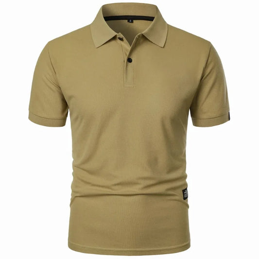 Men’s Solid Color Polo Shirt – Lightweight Short Sleeve Casual Streetwear Top