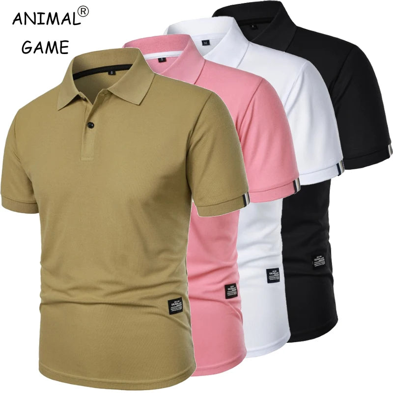 Men’s Solid Color Polo Shirt – Lightweight Short Sleeve Casual Streetwear Top
