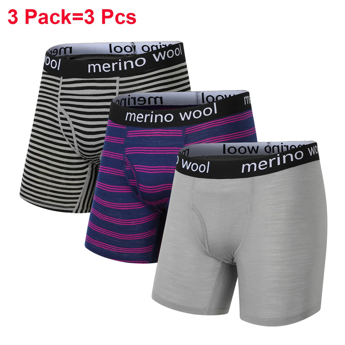 Men’s 100% Merino Wool Boxer Briefs – Soft, Breathable & Moisture-Wicking Base Layer
