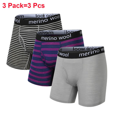 Men’s 100% Merino Wool Boxer Briefs – Soft, Breathable & Moisture-Wicking Base Layer