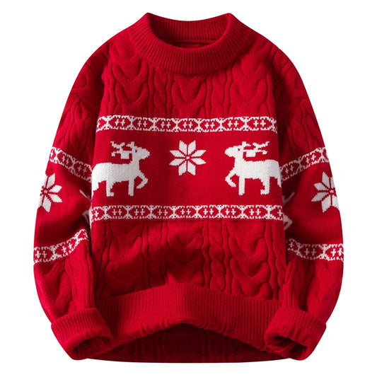 High-quality, luxurious men's winter sweater in cashmere, thick and warm, perfect for Christmas.