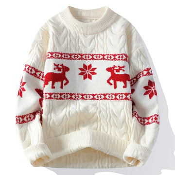 High-quality, luxurious men's winter sweater in cashmere, thick and warm, perfect for Christmas.